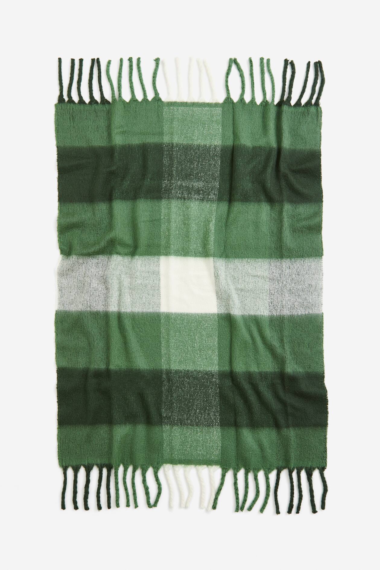 Woolblend blanket Green/Checked Home All H&M IE