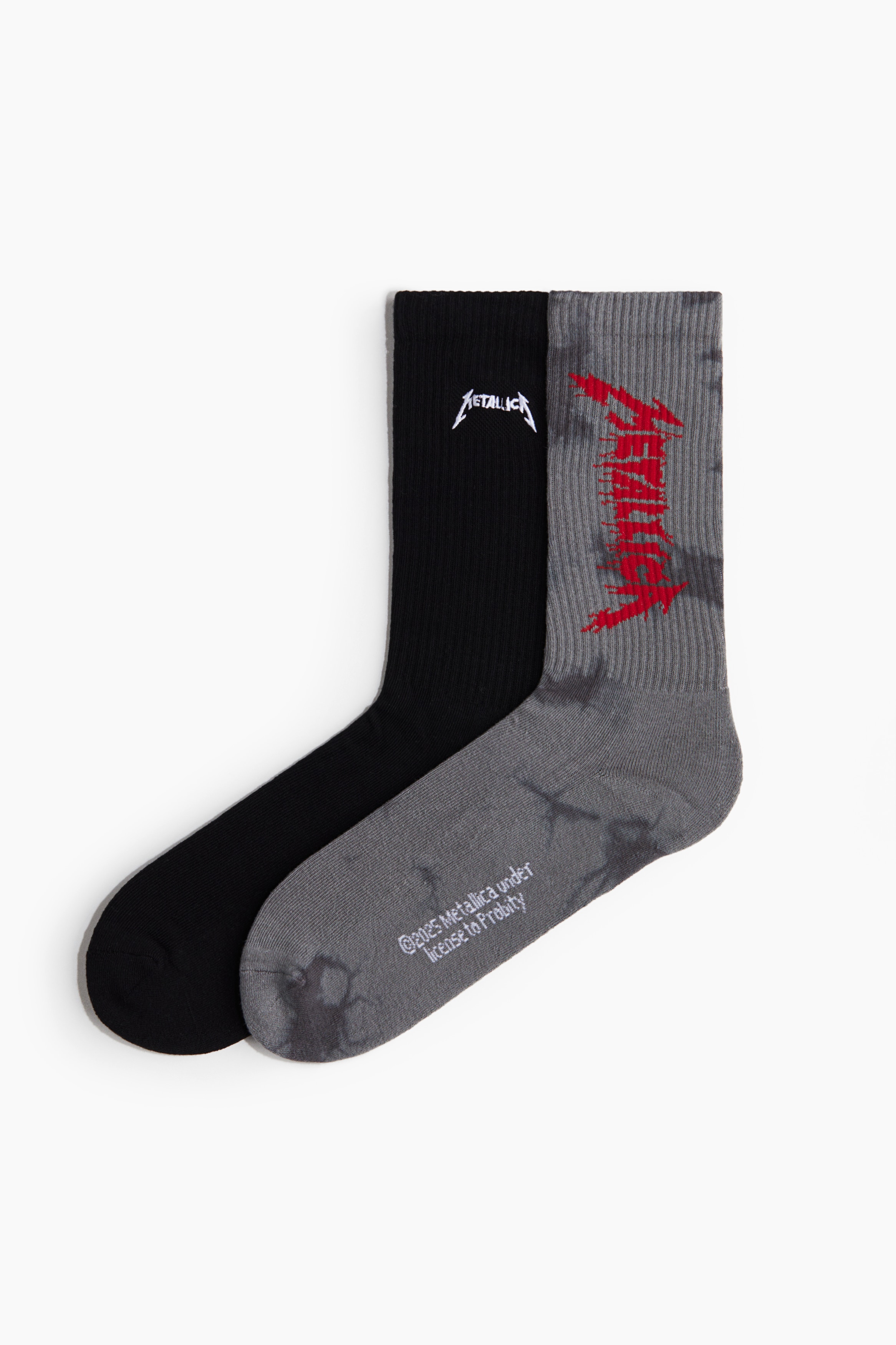 Men - Black/Metallica 2-pack socks - Size: 6.5-8  - H&M
