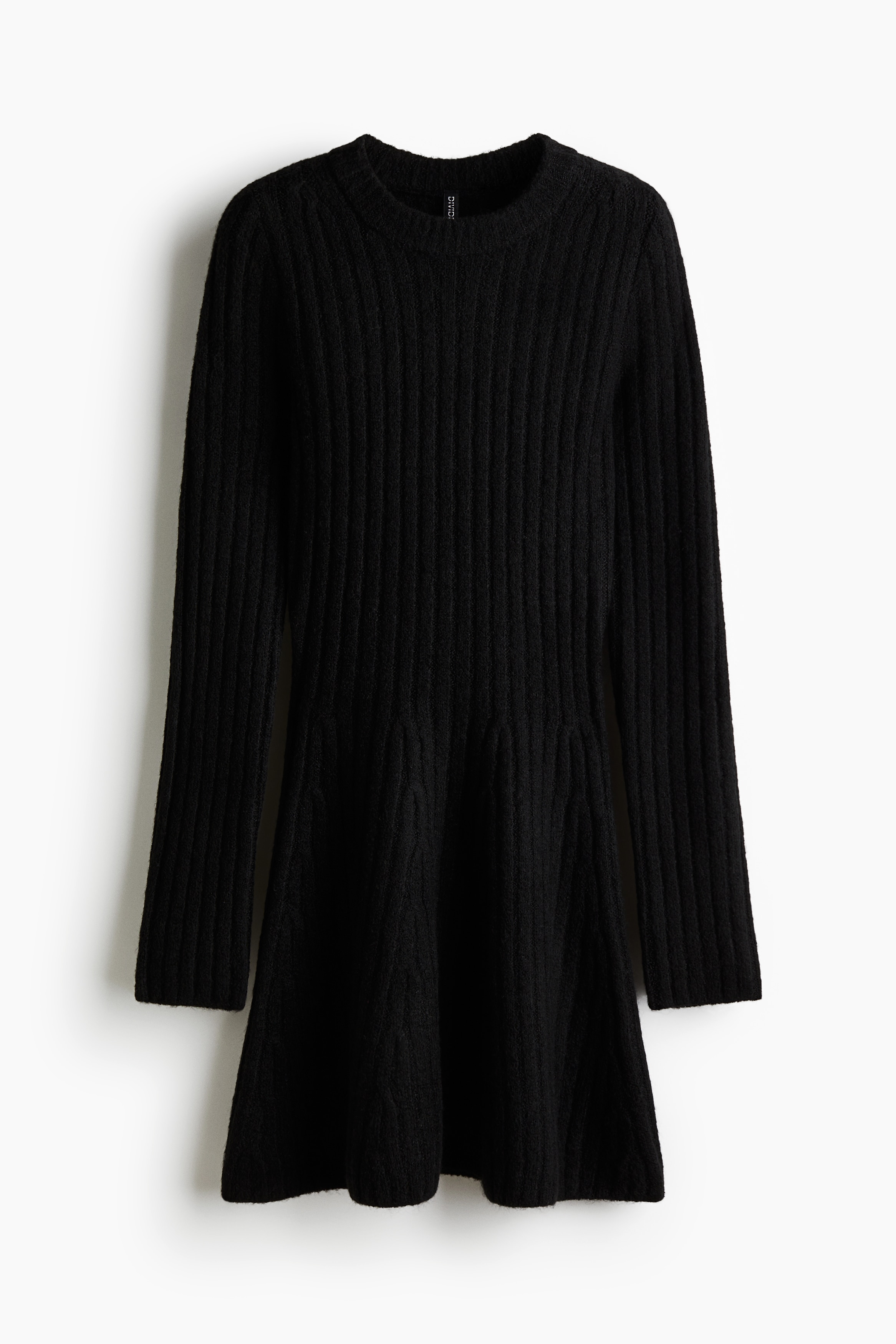 Rib-Knit Dress - Black/Gray melange