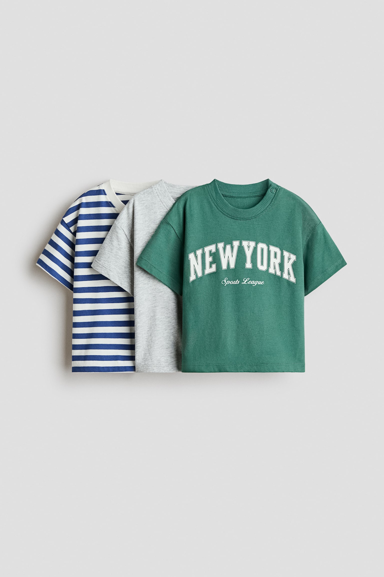 3-pack cotton T-shirts - Green/New York/Blue/My Best Summer/Green/Good Times/Navy blue/Marine life/Brown/The Surf Club/Cream/New York/Blue/Sailing boat