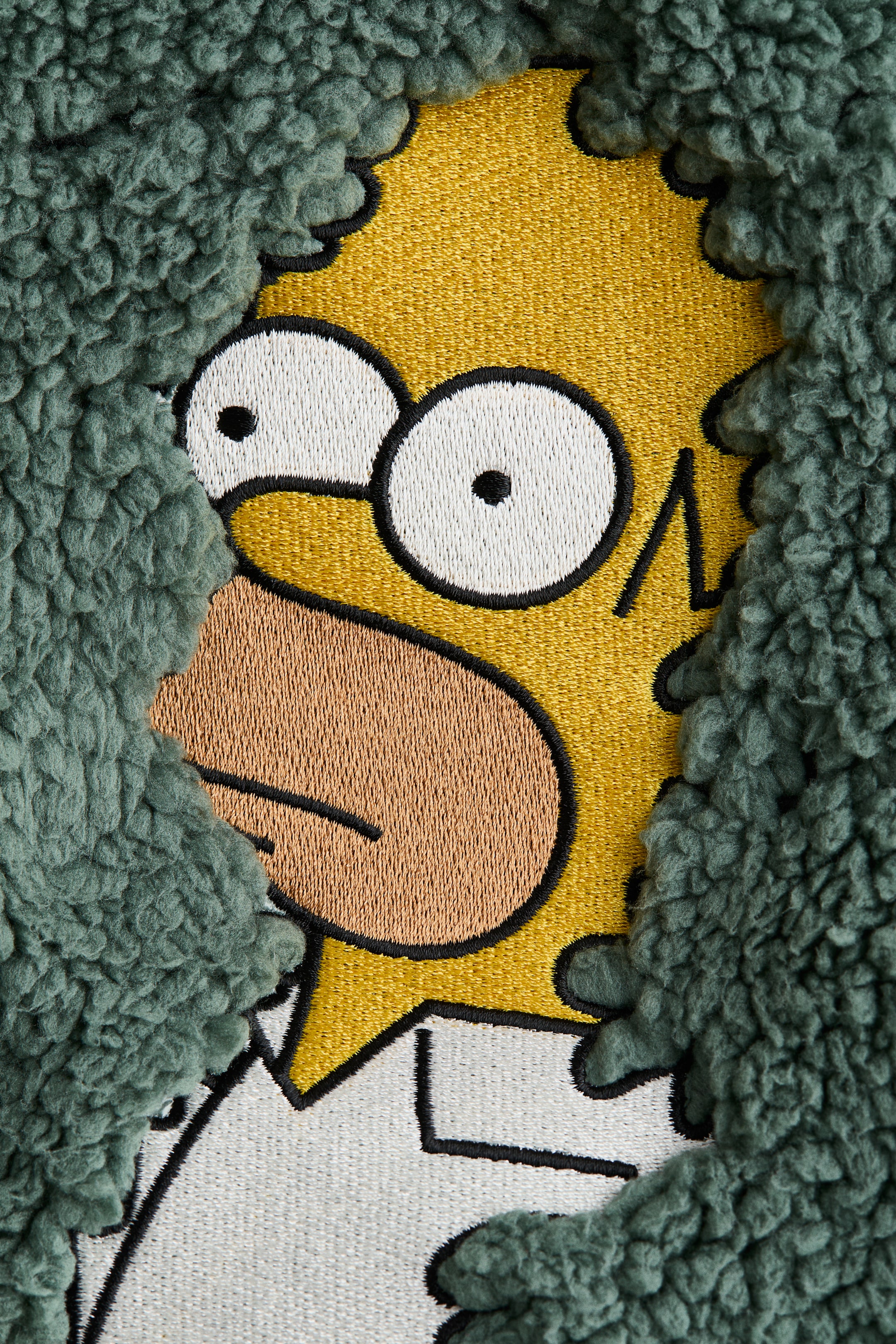 View larger image: Embroidery-detail teddy hoodie - Dark dusty green/The Simpsons - Kids | H&M GB 3