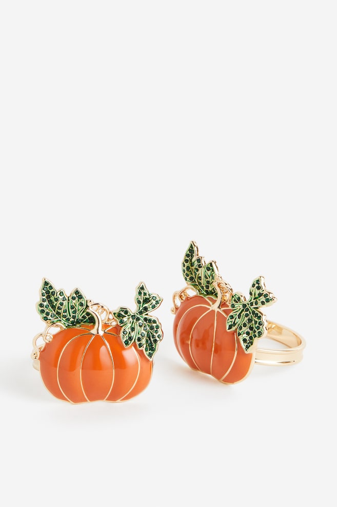 2-pack pumpkin-detail napkin rings - Orange/Pumpkin - 1