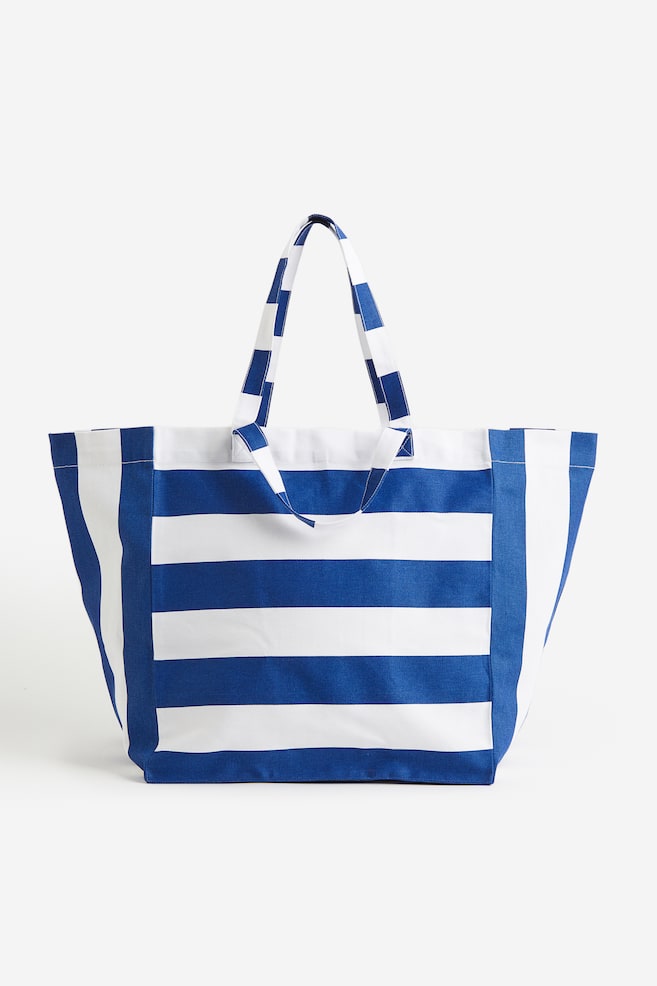 Cotton canvas beach bag - Bright blue/Striped/Pink/Striped/Light beige/Striped/Yellow/Striped/dc/dc - 1