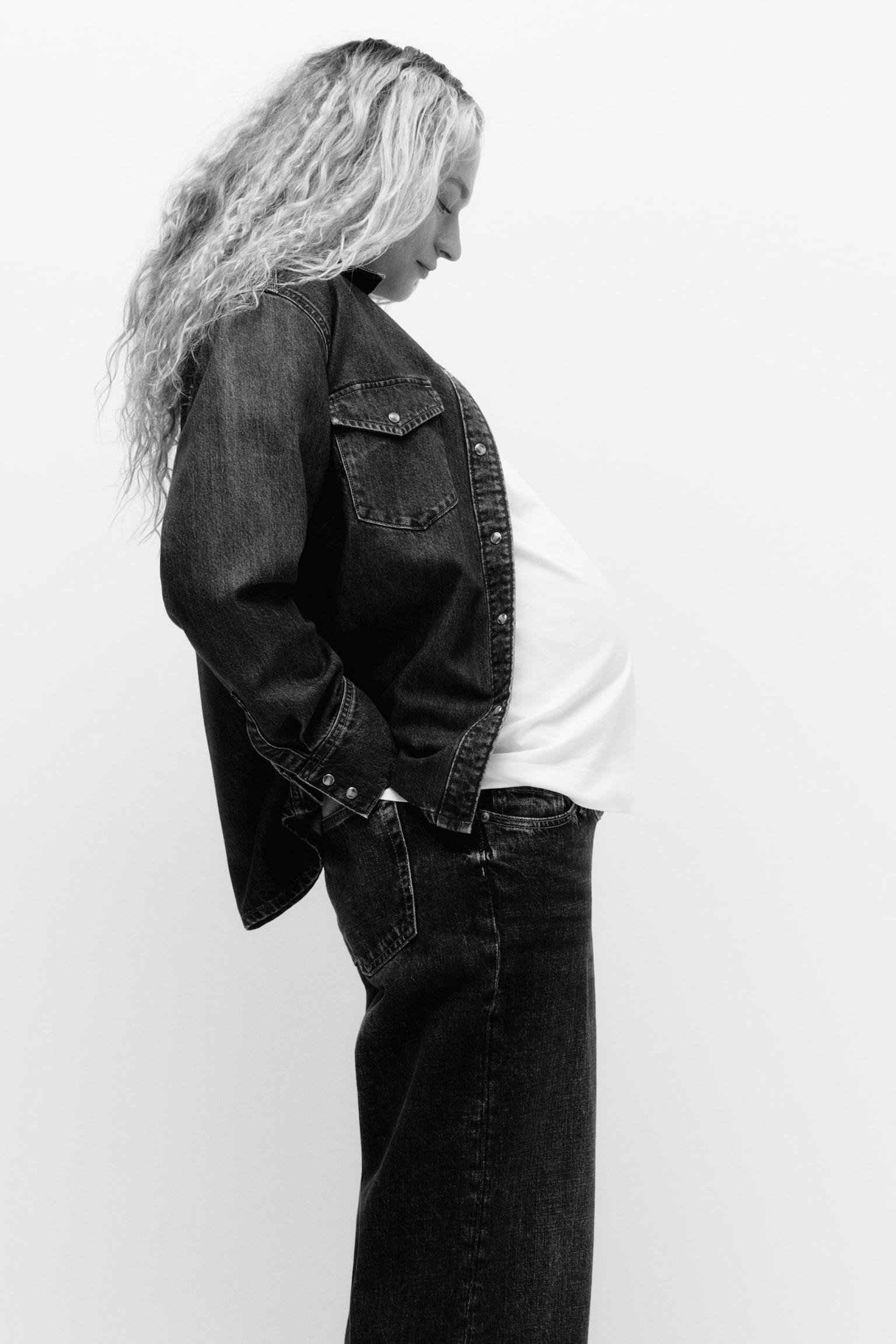 MAMA Wide jeans - כחול ג'ינס/חום כהה - 6