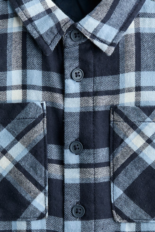 Lined Flannel Overshirt - Navy blue/plaid - 5