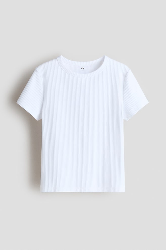 Ribbed cotton top - White/Black/Light green - 1
