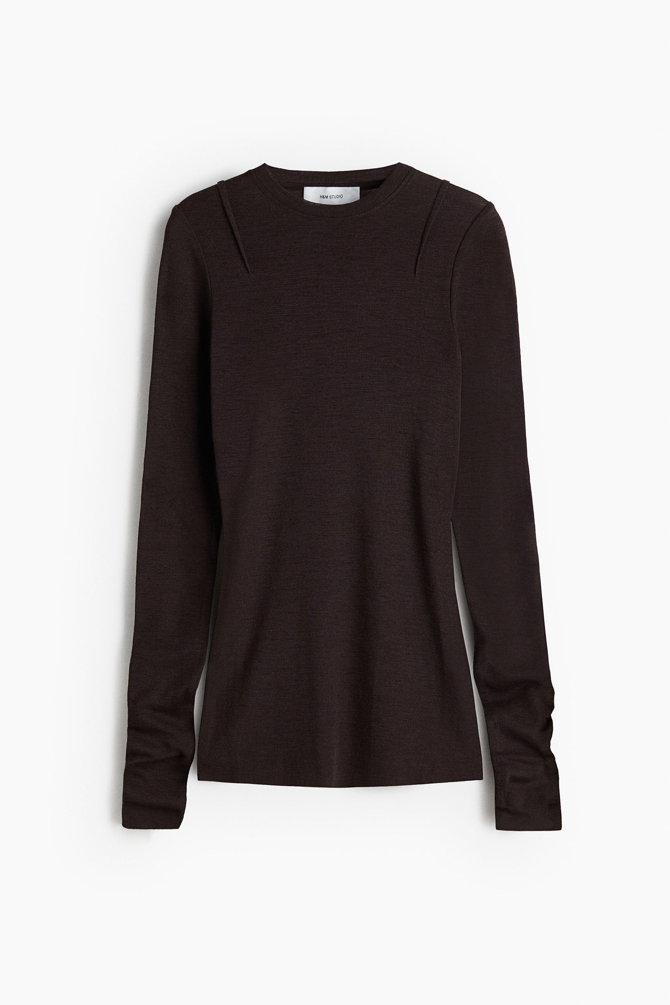 Camisola em lã merino - Castanho escuro