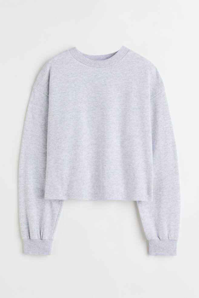 Boxy-style sweatshirt - Light grey marl - 1