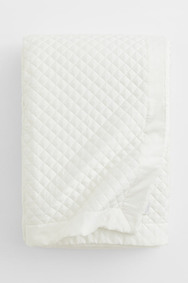 Quiltet sengetæppe - Hvid/Gråbeige - 1