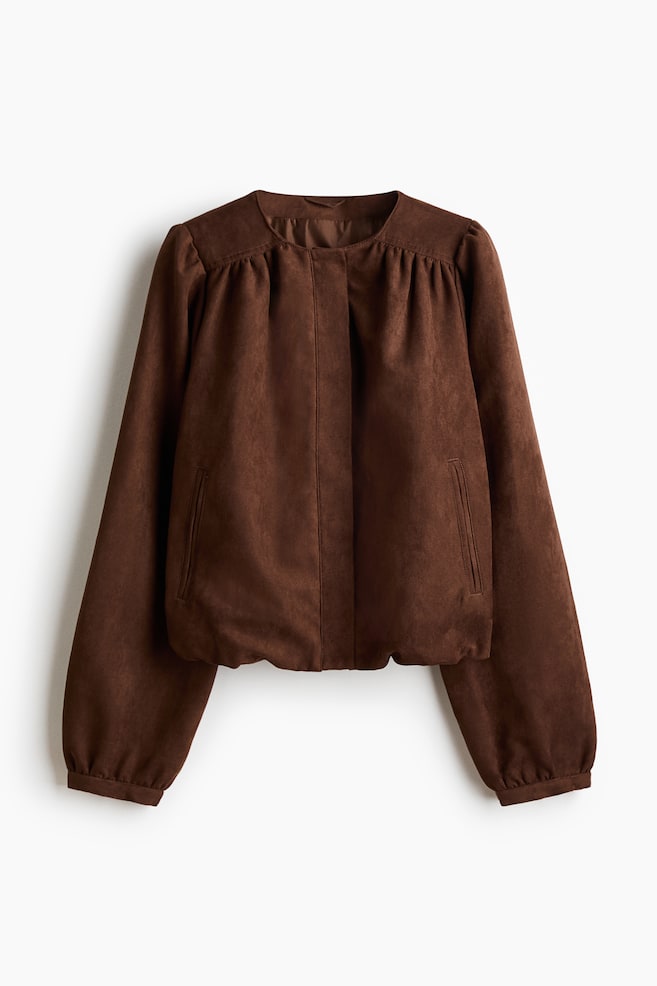 Oversized twill jacket - Brown/Beige - 1