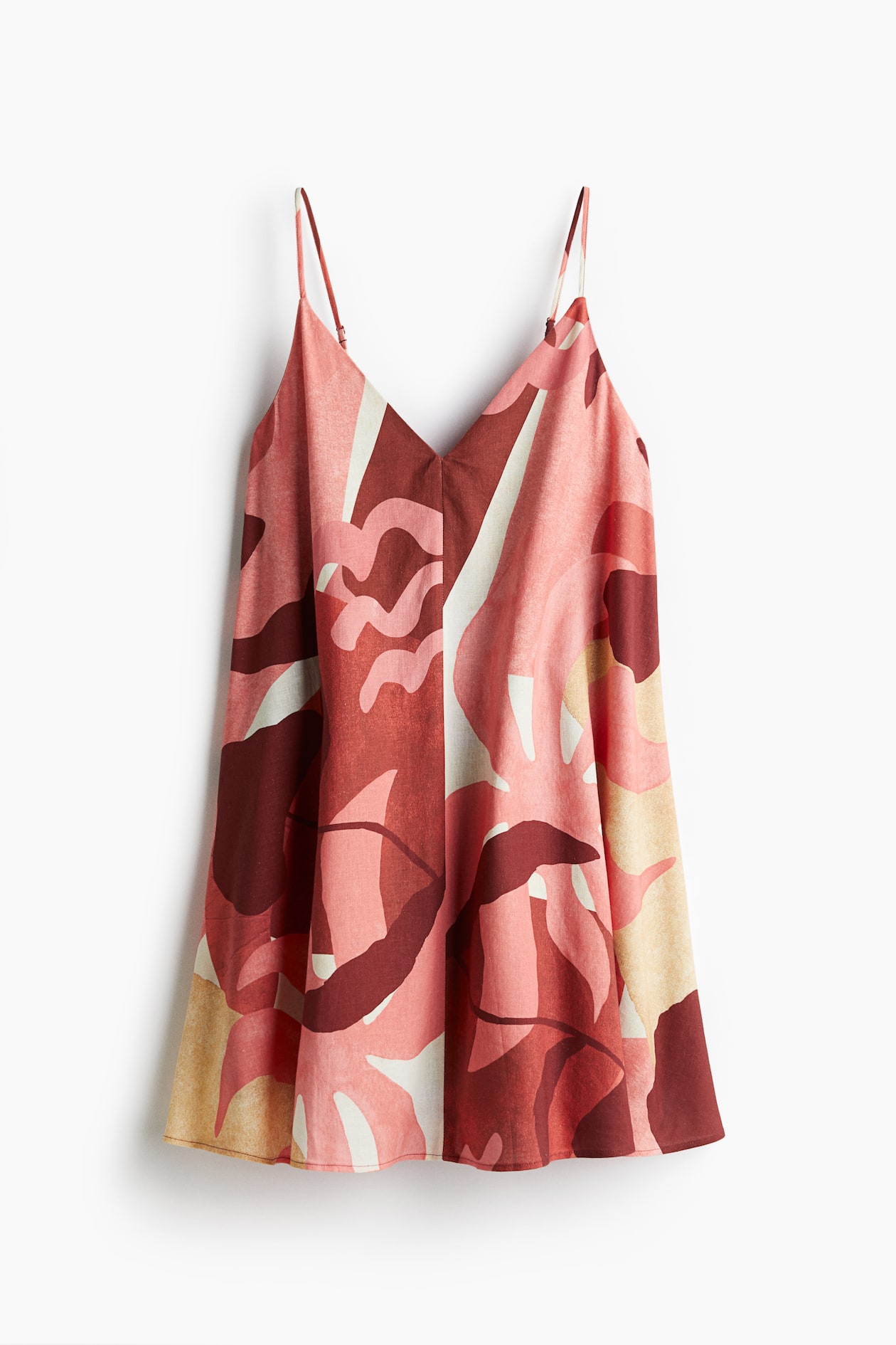 Women's Pink/patterned Linen-Blend Mini Dress | H&M US Women's Pink/patterned Linen-Blend Mini Dress | H&M US