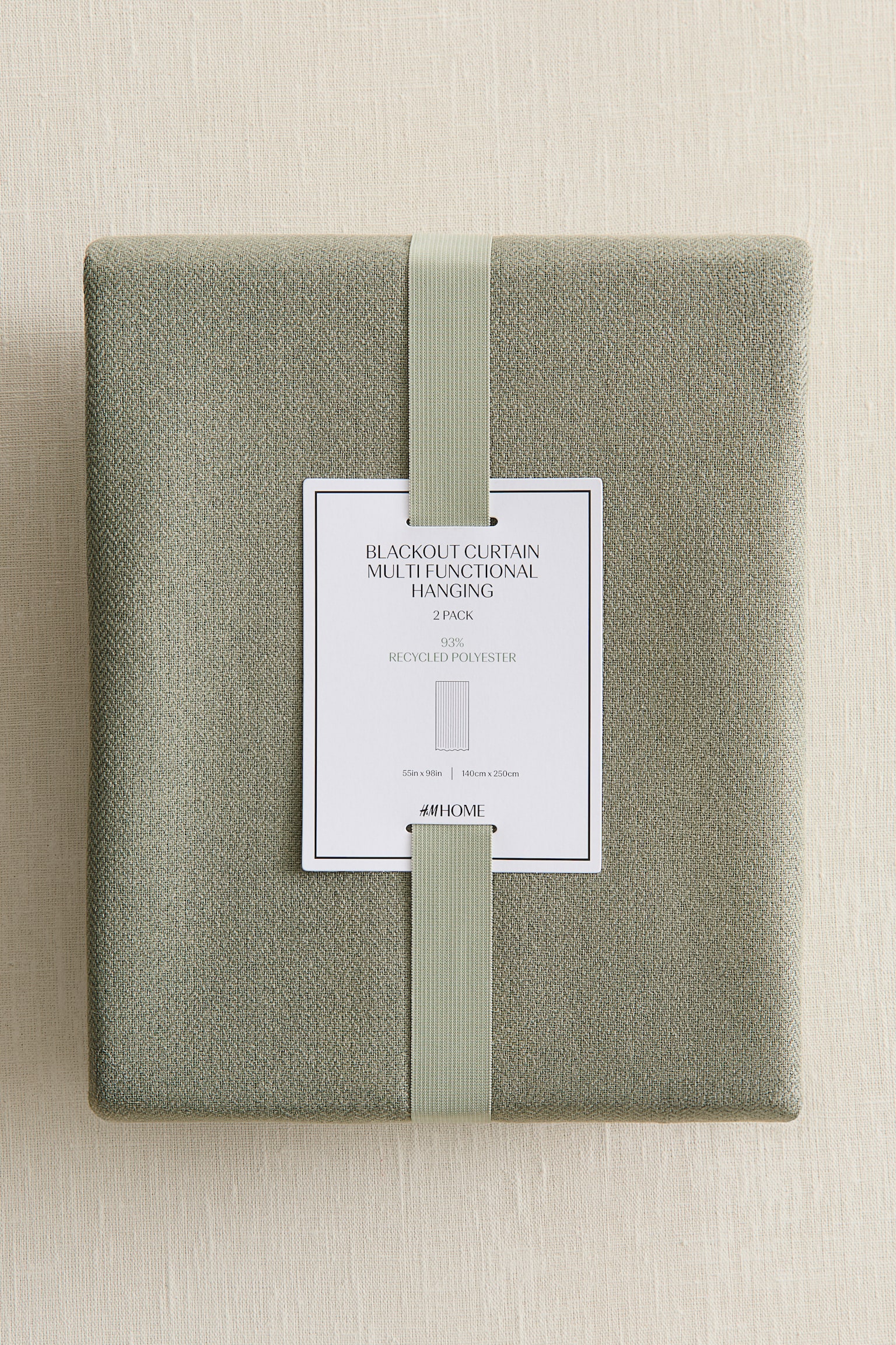 2-pack blackout herringbone curtain lengths - Khaki green/Beige marl - 2