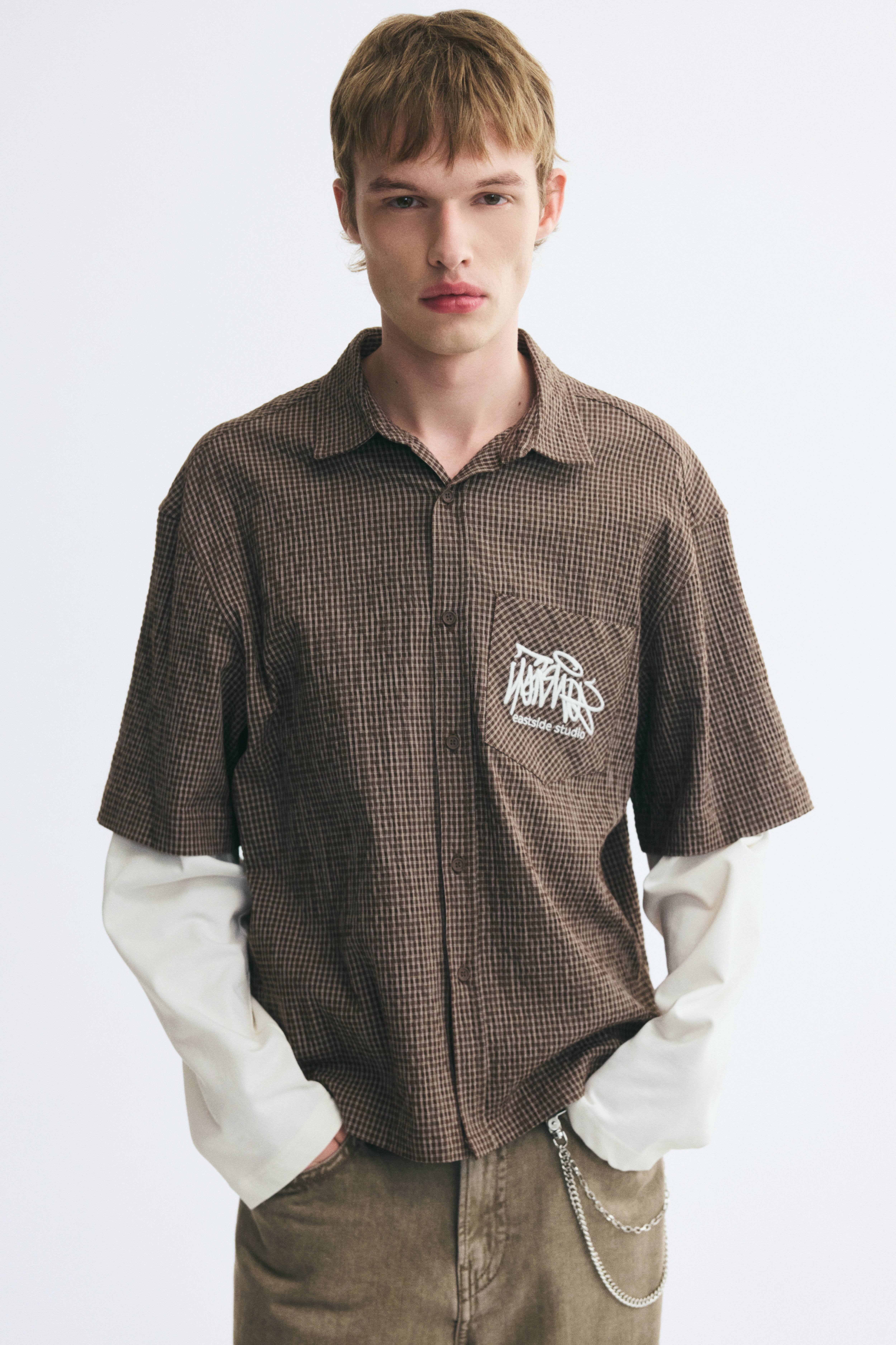 Chemise décontractée à effet superposé