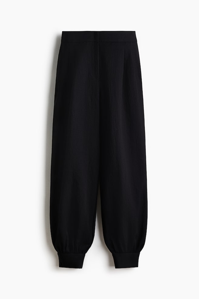 Broek van keper met ballonpijpen - Zwart/Donkerbruin - 1