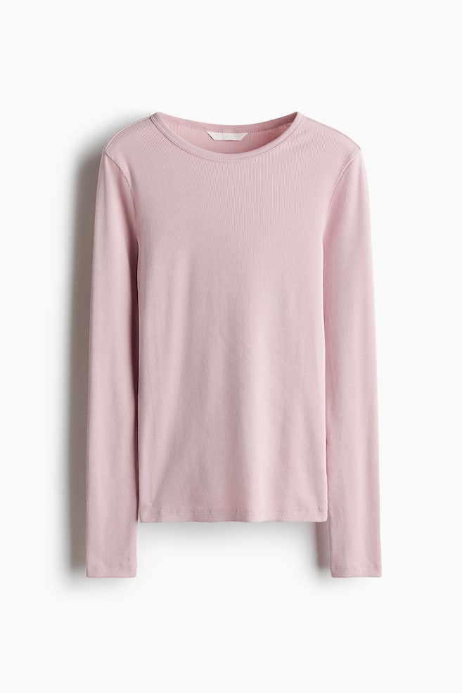Ribbed Cotton Top - Light dusty pink/Burgundy/White/Dark gray/Black - 1
