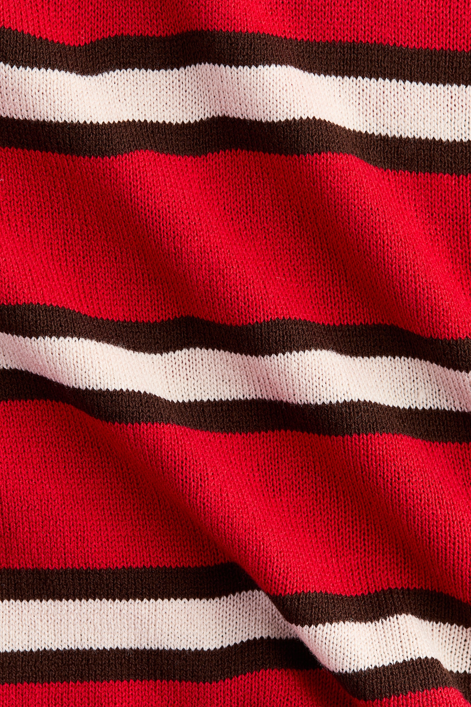 Oversized fine-knit polo shirt - Red/Striped - 2