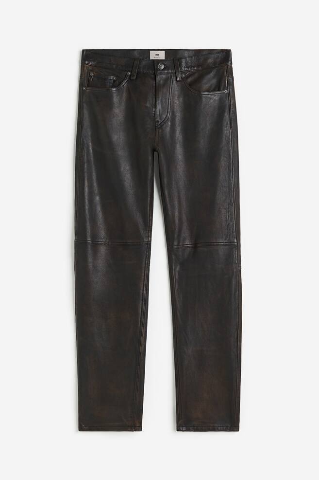 Bukser i læder - Mørkebrun/Sort - 2