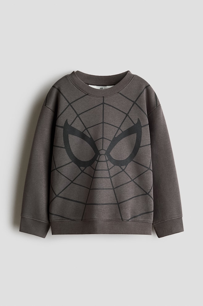 Printed Brushed-Inside Sweatshirt - Dark gray/Spider-Man/Red/Spider-Man/Dark green/Minecraft/Light dusty turquoise/Pokémon/Light taupe/Mickey Mouse - 1