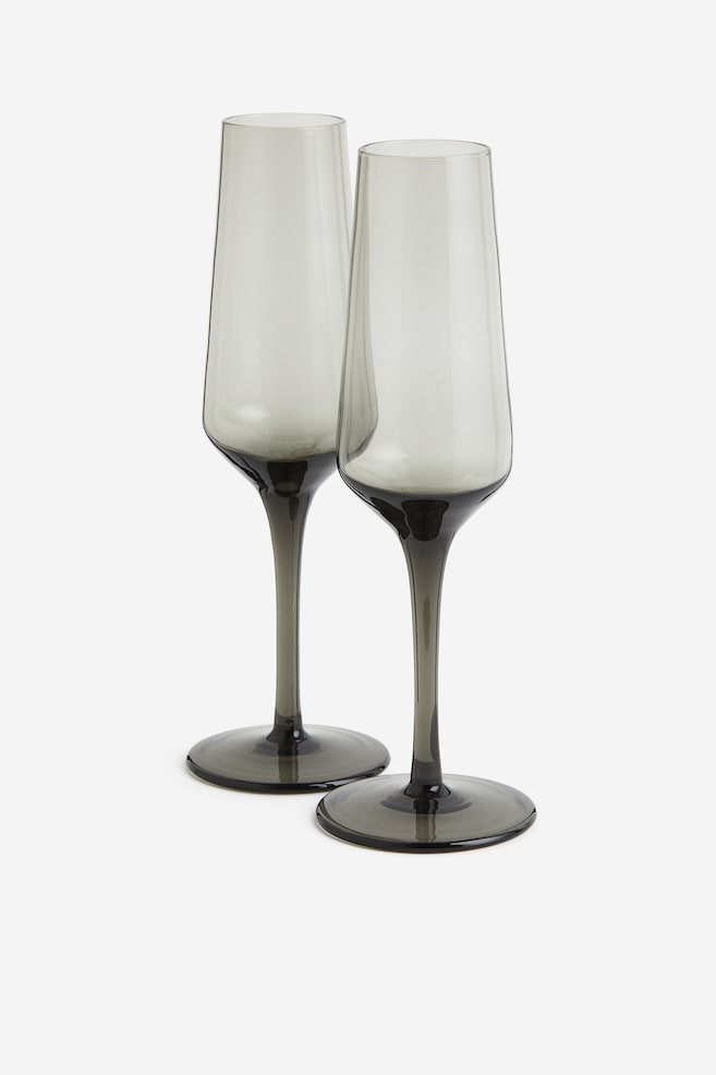 2-pak champagneglas - Mørkegrå/Beige - 1