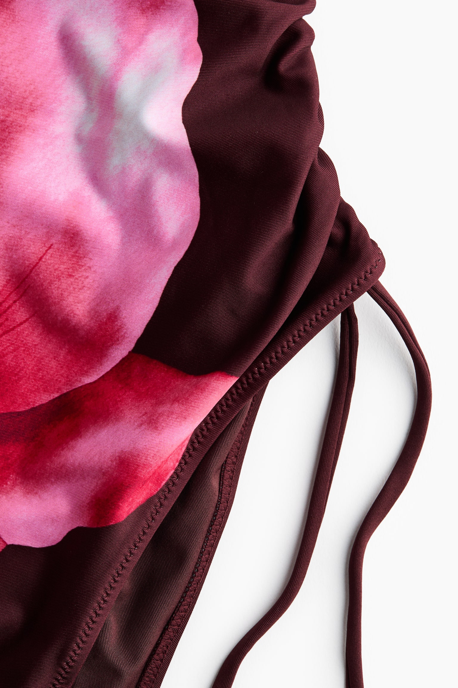 Padded-cup High Leg Swimsuit - Burgundy/Flower - 6