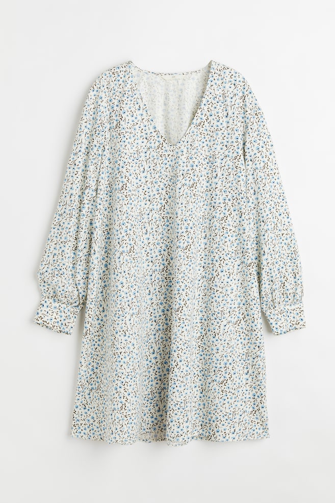 Vestido con escote de pico - Blanco/Floral - 1