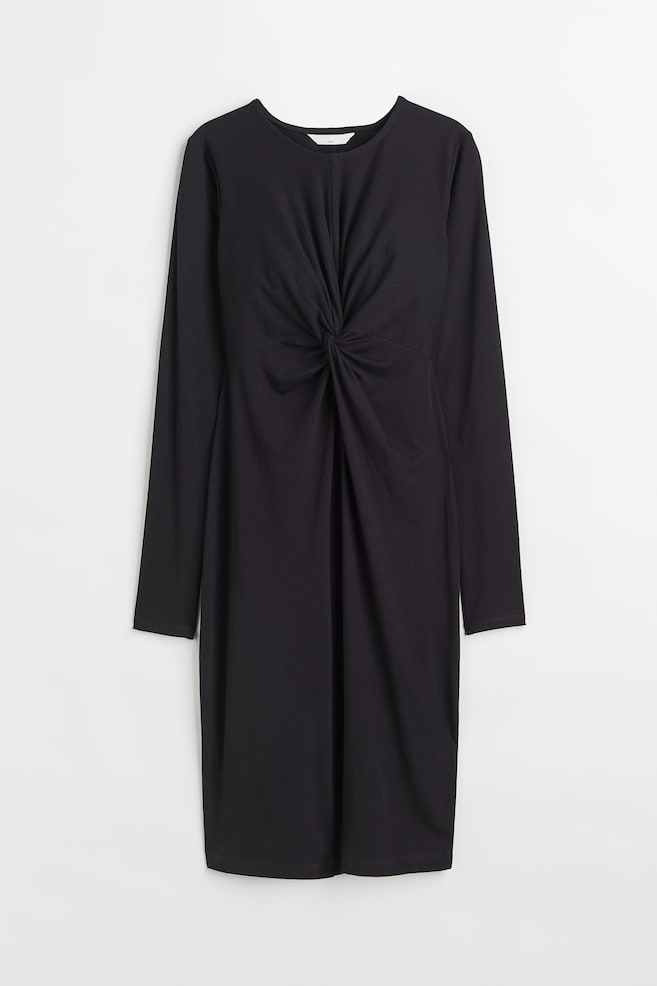MAMA Drapiertes Jerseykleid - Schwarz - 1