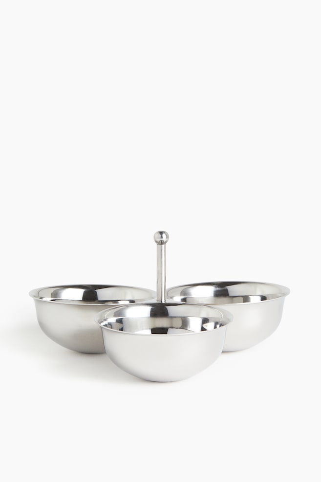 Stainless steel triple serving bowl - Silver-coloured - 1
