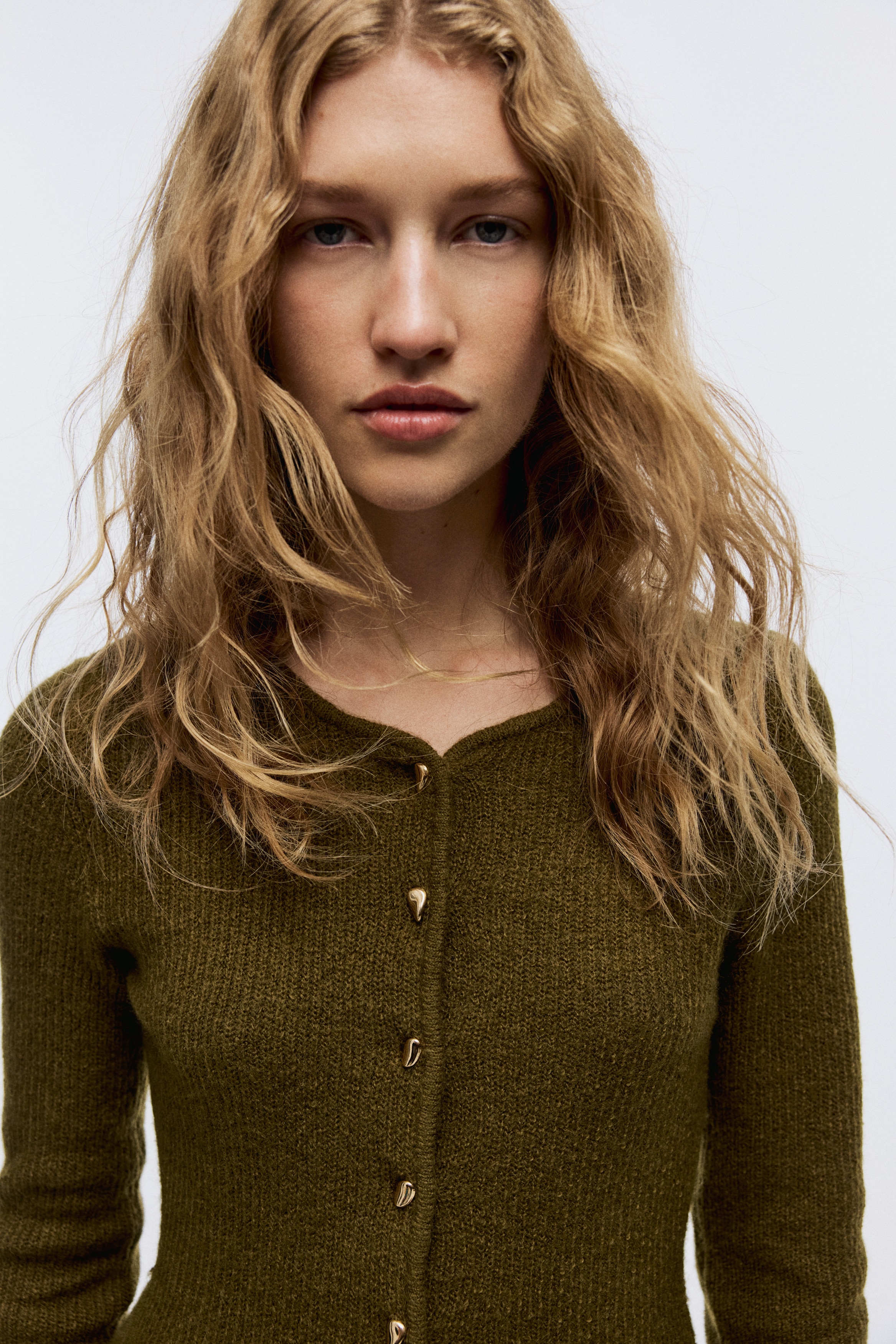 Women's Dark khaki green Rib-Knit Peplum Cardigan | H&M US