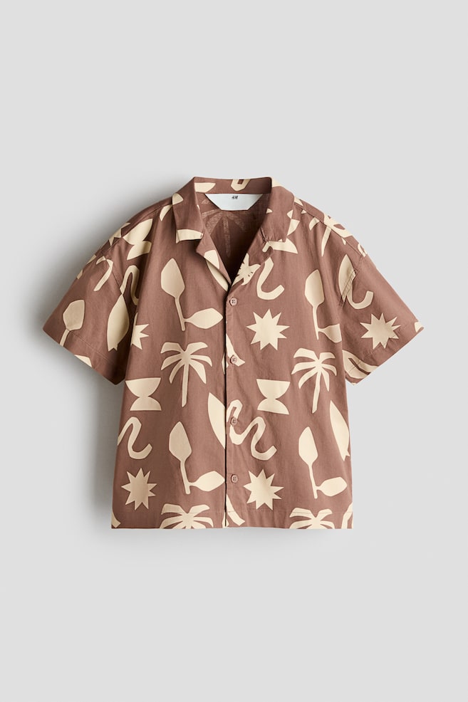 Printed Cotton Resort Shirt - Brown/palm trees/Beige/bears/Dark gray/dinosaurs - 1