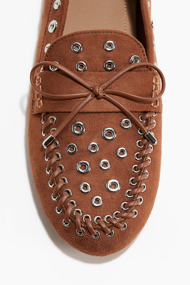 Eyelet-embellished loafers - Brown/Black/Burgundy - 1