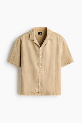 Kortärmad skjorta i muslin Relaxed Fit