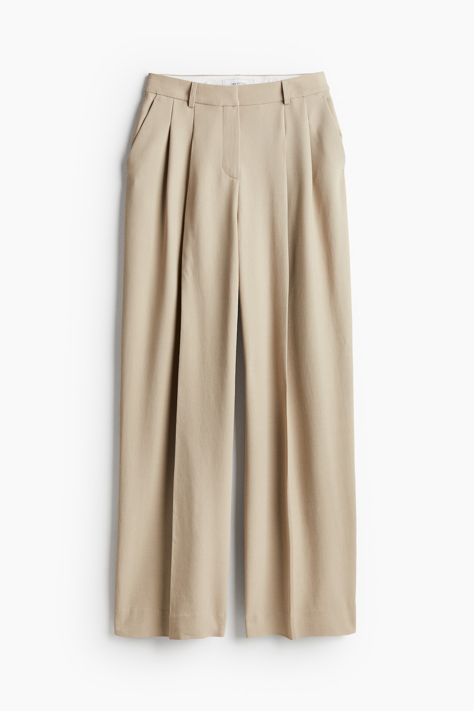 Wide tailored trousers - Light beige/Dark grey/Black - 2