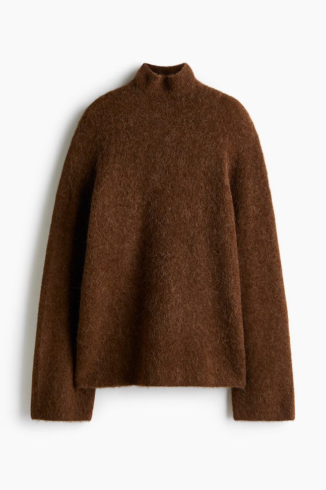 Pullover oversize in misto alpaca - Marrone - 1