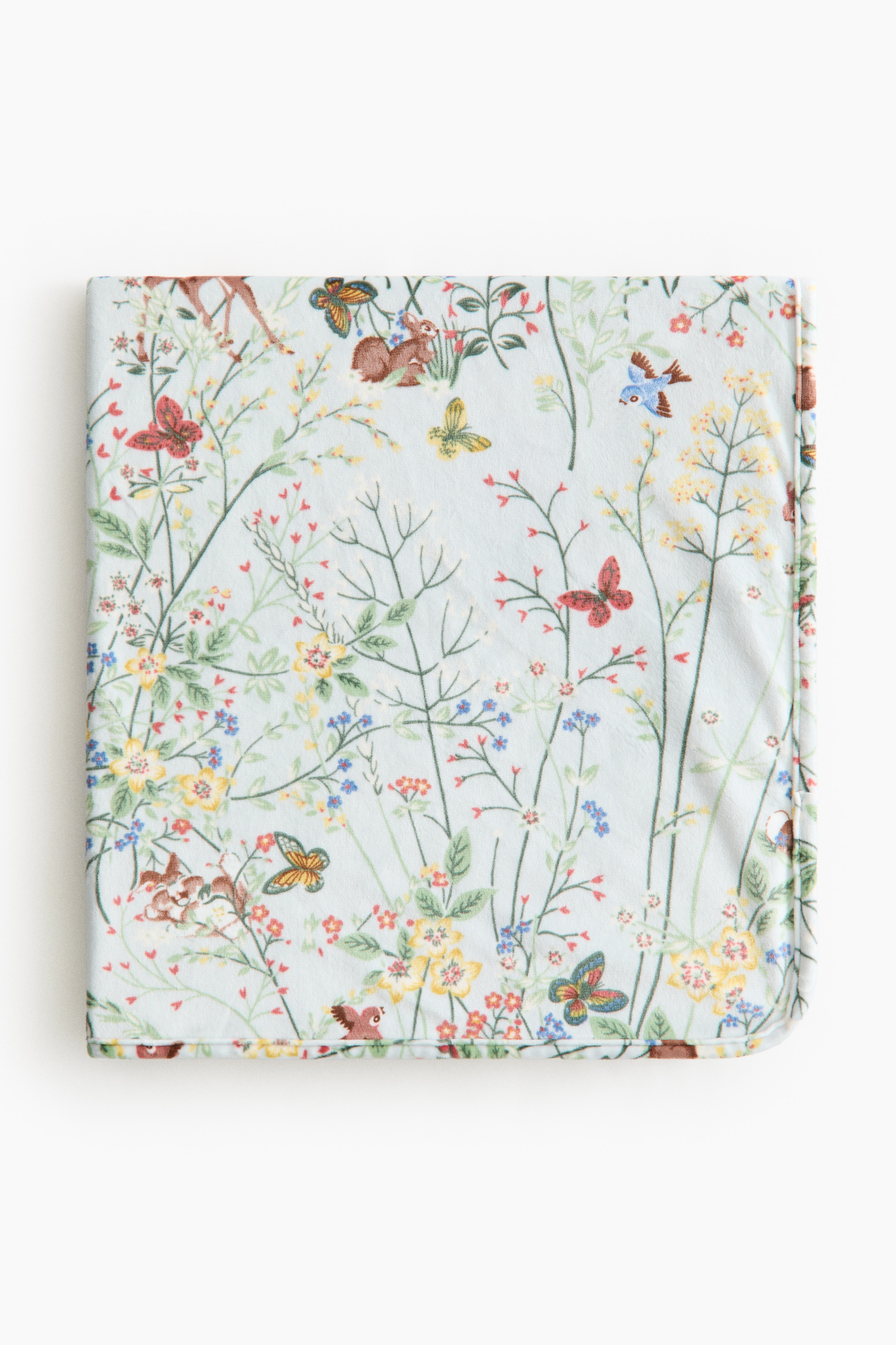 Patterned Velour Blanket - Light blue/Bambi