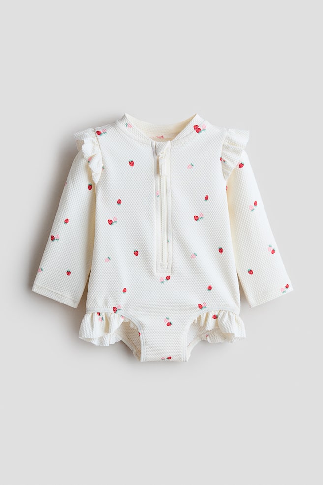 Long-Sleeved Swimsuit - White/berries/White/lemons - 1