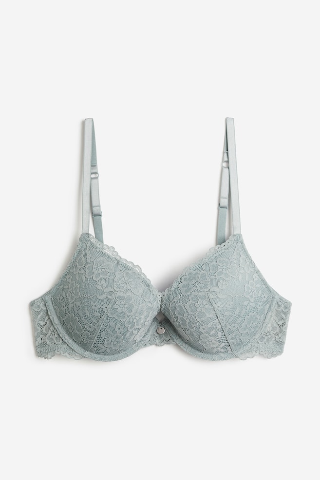 Soutien-gorge push-up en dentelle - Turquoise clair - 1