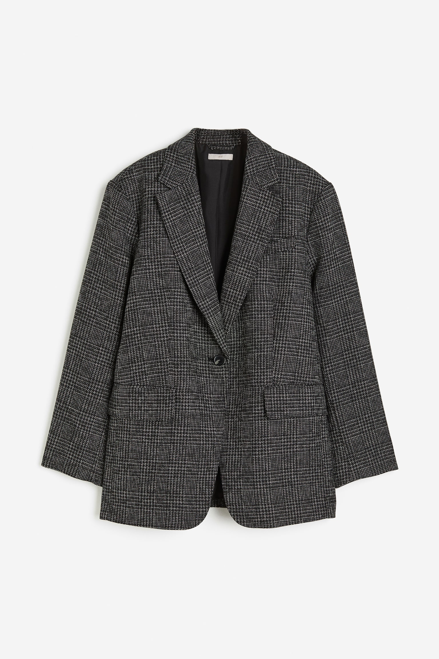 Oversized blazer - Black/Checked - 2