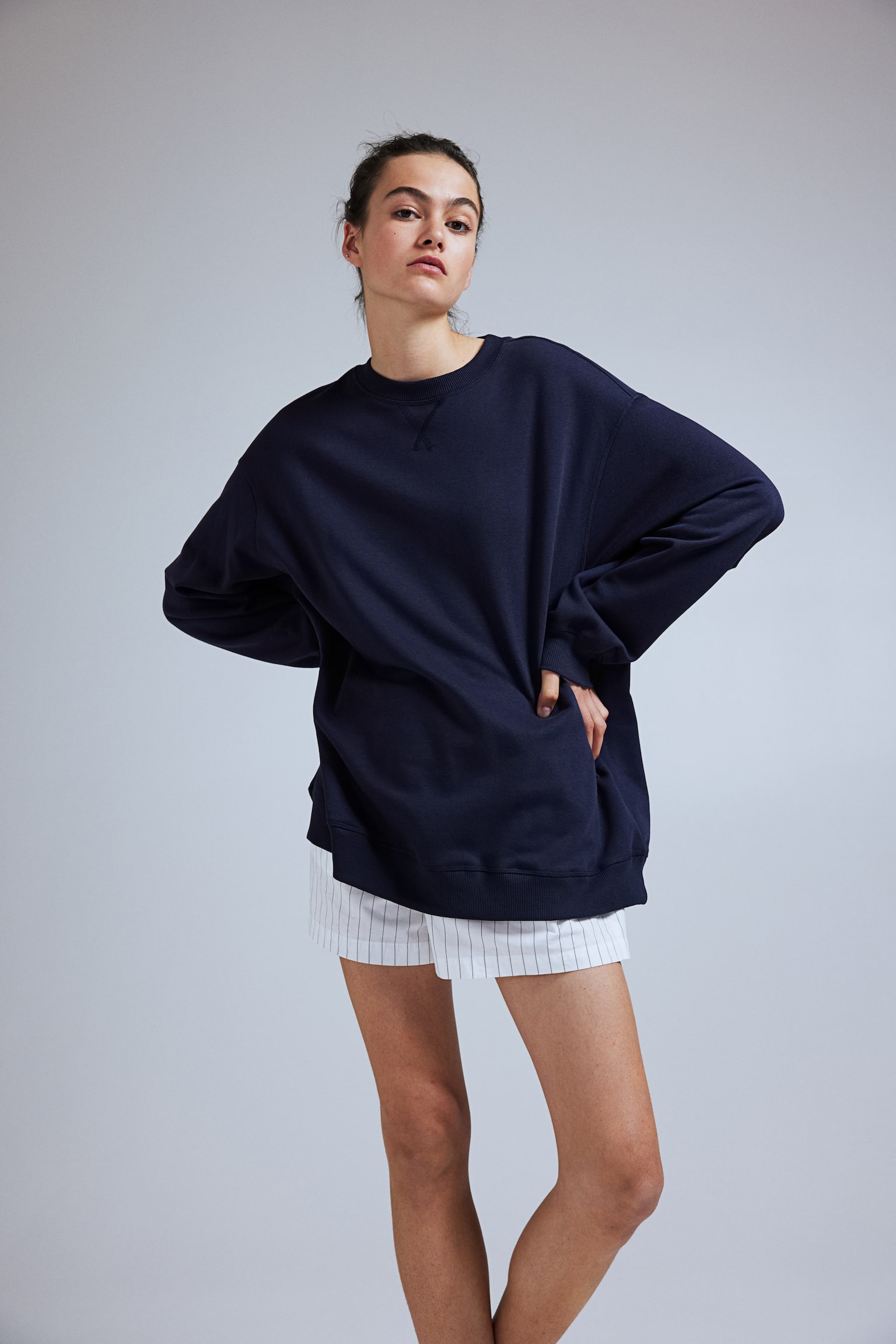 Oversized sweatshirt - Navy blue/Light dusty pink/Dark grey/Light blue/Black/Navy blue/A/Light turquoise/Light grey marl/Light beige/White - 4