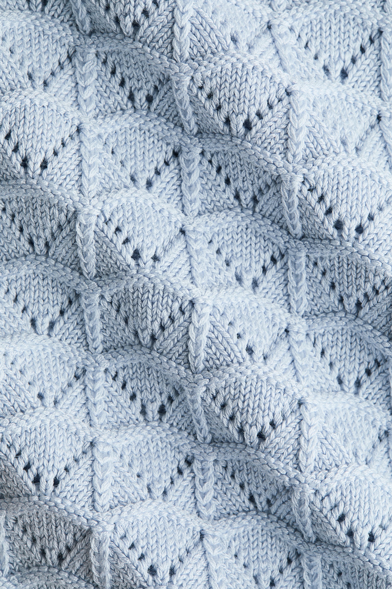 Pointelle-knit vest top - Light blue/Cream - 2
