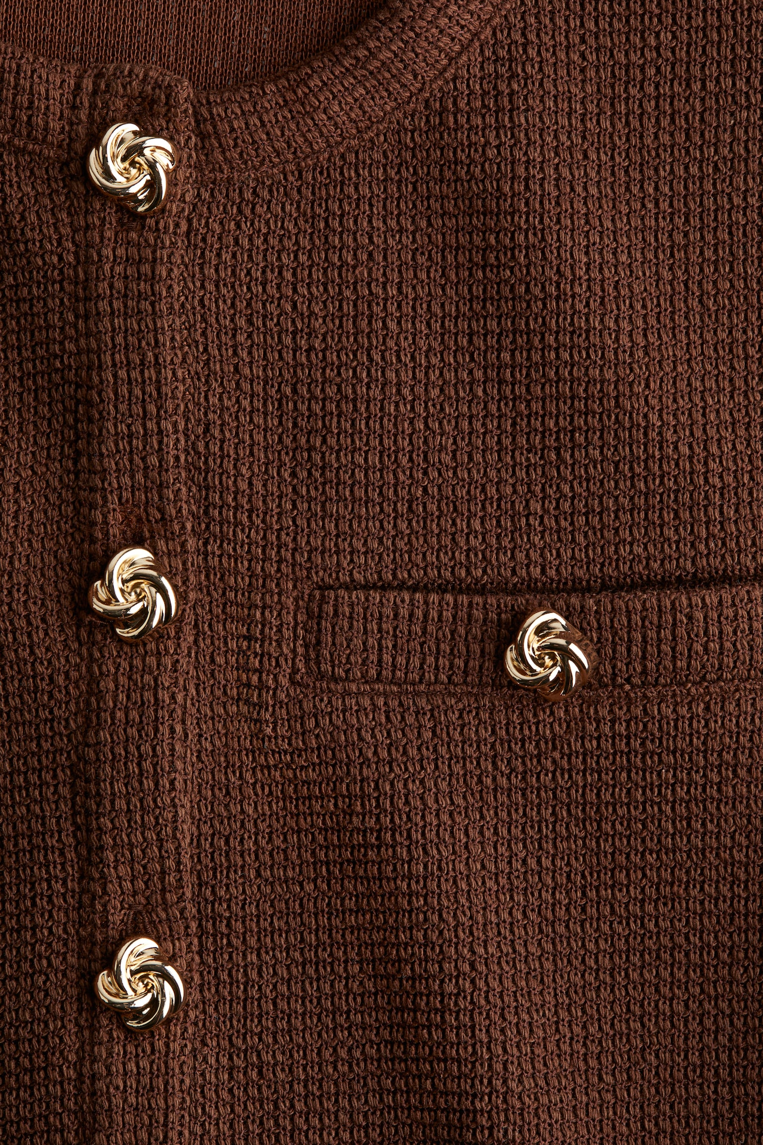 Áo cardigan bằng jersey vân nổi - Màu nâu đậm - 4