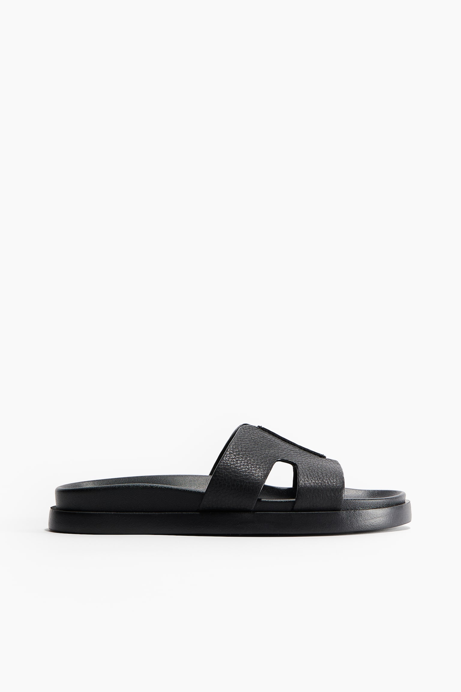 Leather Slides - Black/Dark brown - 4