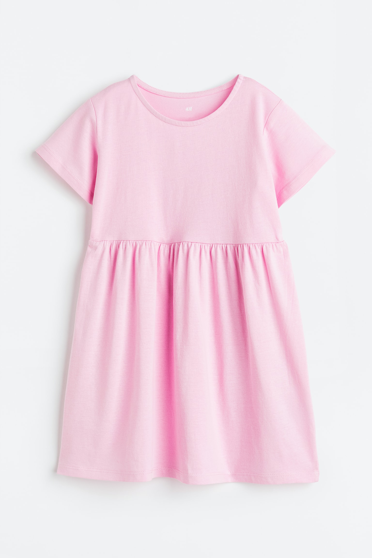 Cotton jersey dress - Light pink/White/Black striped