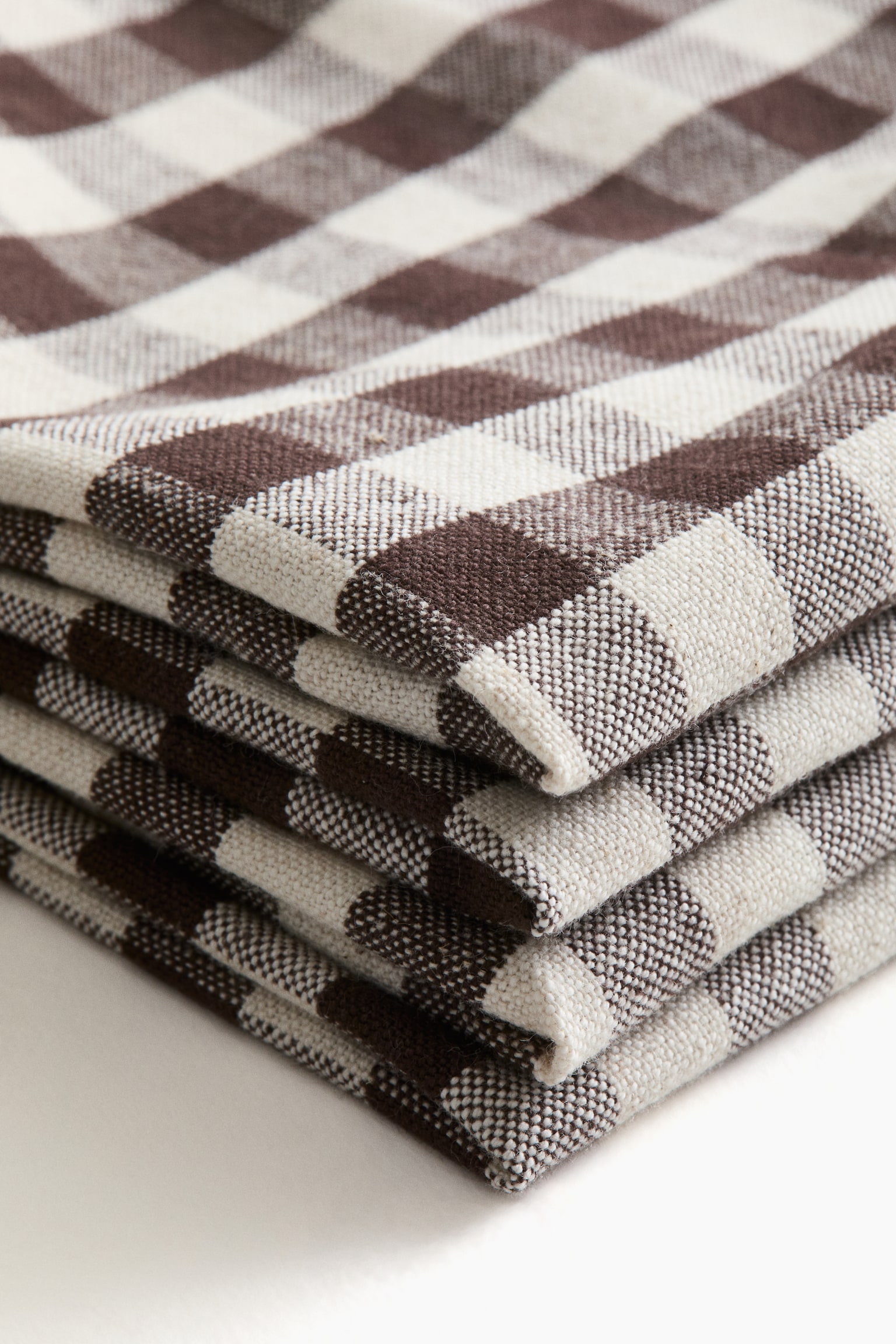 4-pack cotton napkins - Dark brown/Gingham check/Dark grey/Striped/Green/Cream striped/Dark brown/Striped/Light pink/Striped/Beige/Gingham check/Green/Gingham check/Terracotta/Gingham check/Terracotta/Striped/Light pink/Gingham check/Beige/Striped - 4