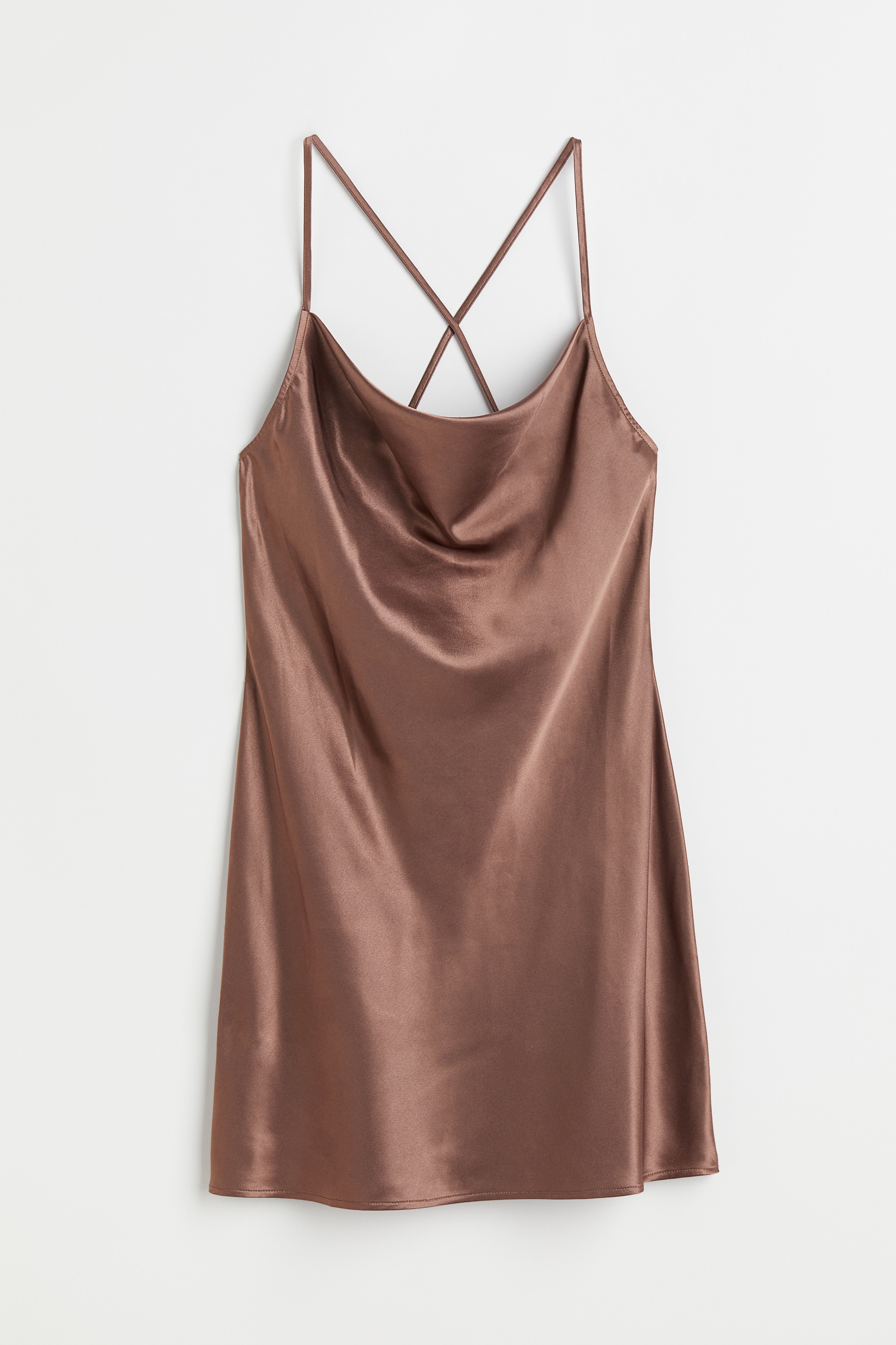 h&m brown silk dress
