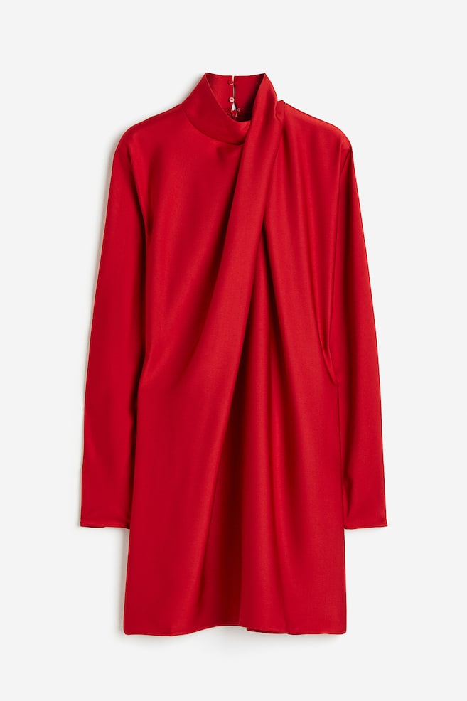 Drapiertes Kleid - Rot/Schwarz - 2