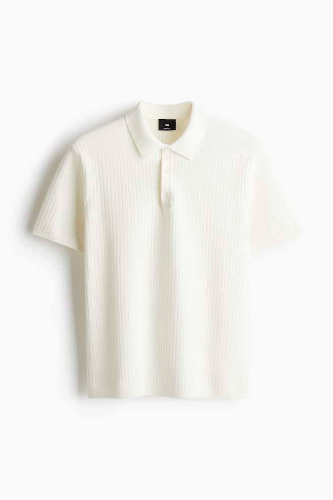 Regular Fit Textured-Knit Polo Shirt - White/White/Navy blue/Light yellow/Gray/Navy blue - 1