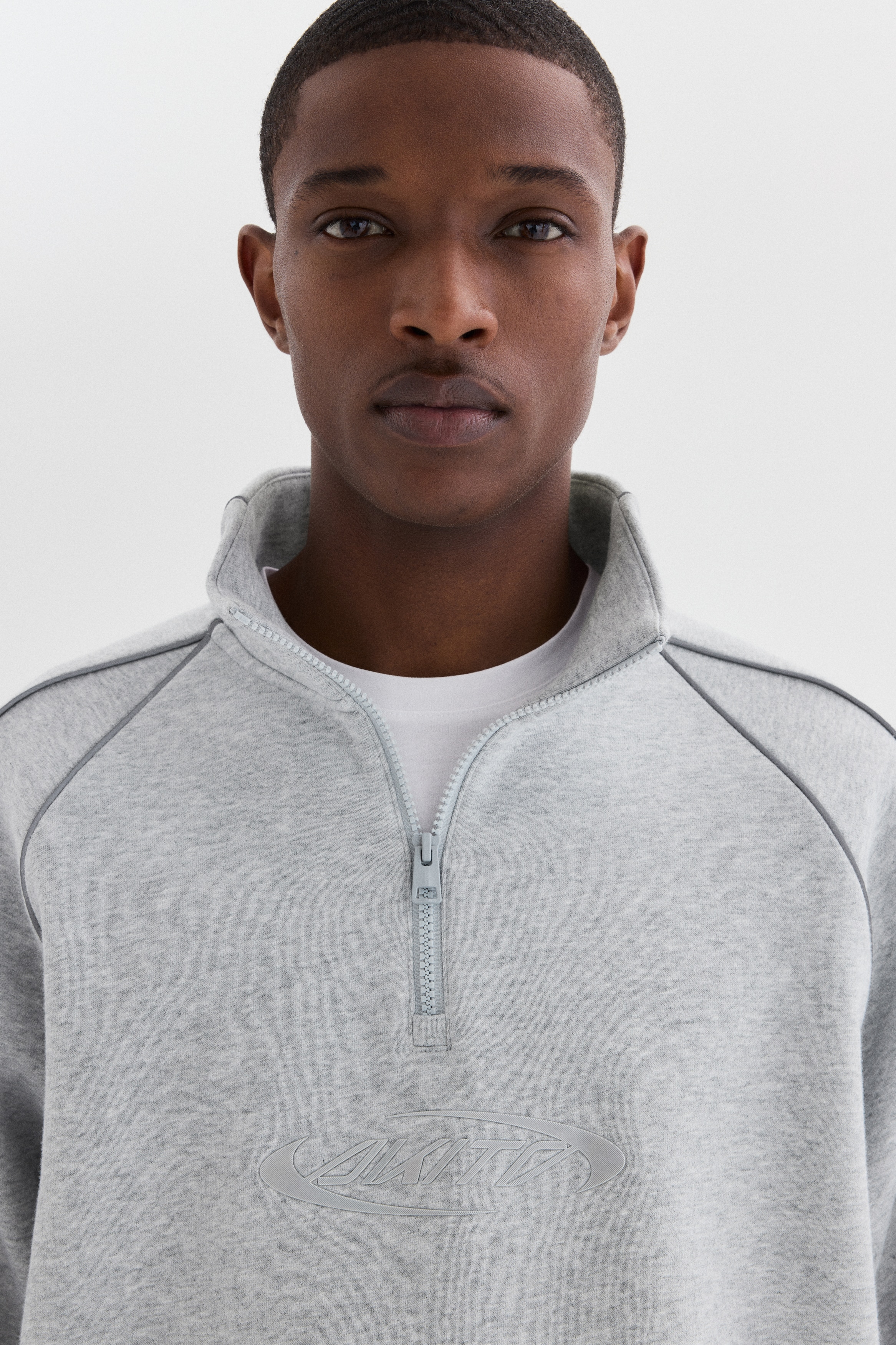Men's Gray melange/Akito Loose-Fit Half-Zip Sweatshirt | H&M CA