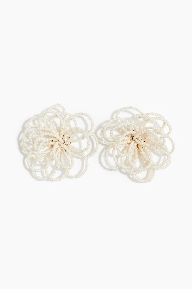 Glass-bead earrings - Cream - 1