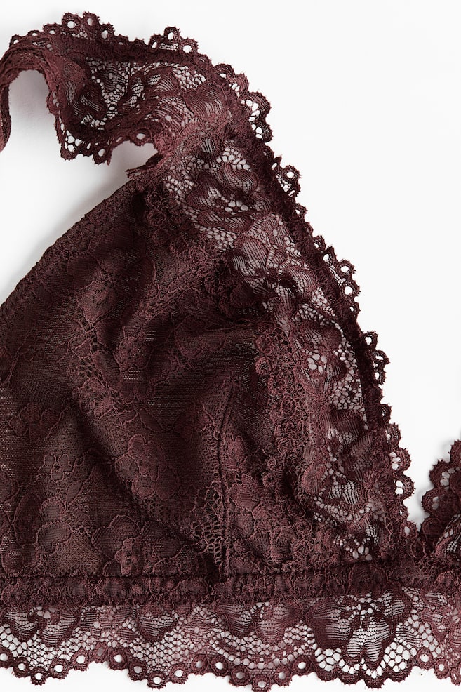 Soutien-gorge souple en dentelle-Marron foncé - 3
