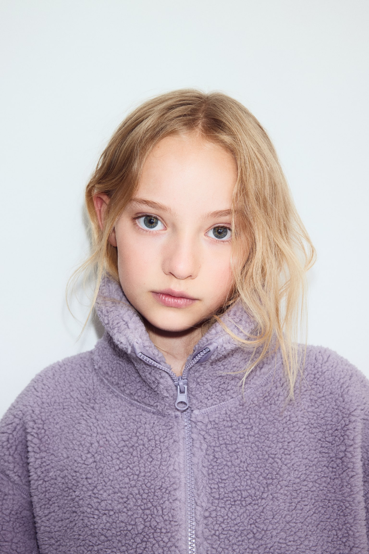 Детская куртка H&M Move Warm Teddy Fleece Activewear, цвет: Пыльный сиреневый — фото 3